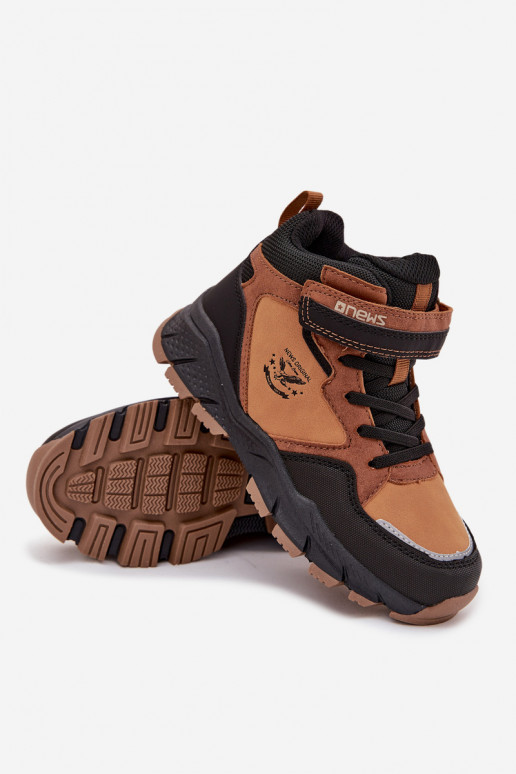 Zimné čižmy Treking deti s lepiacimi spojkami zahriať sa Hnedá farba Miravie