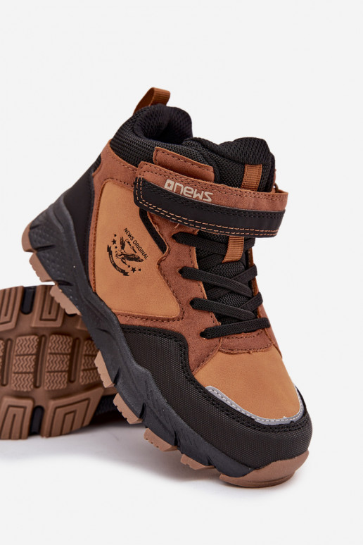 Zimné čižmy Treking deti s lepiacimi spojkami zahriať sa Hnedá farba Miravie