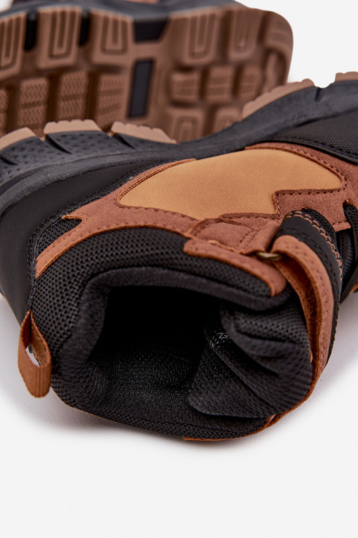 Zimné čižmy Treking deti s lepiacimi spojkami zahriať sa Hnedá farba Miravie