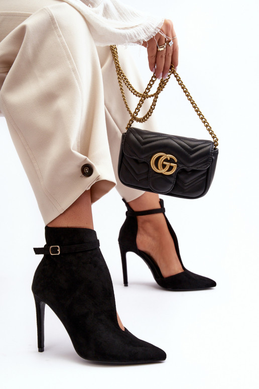 Semišové topánky Dámske s tenkými podpätkami čierna Amalundi