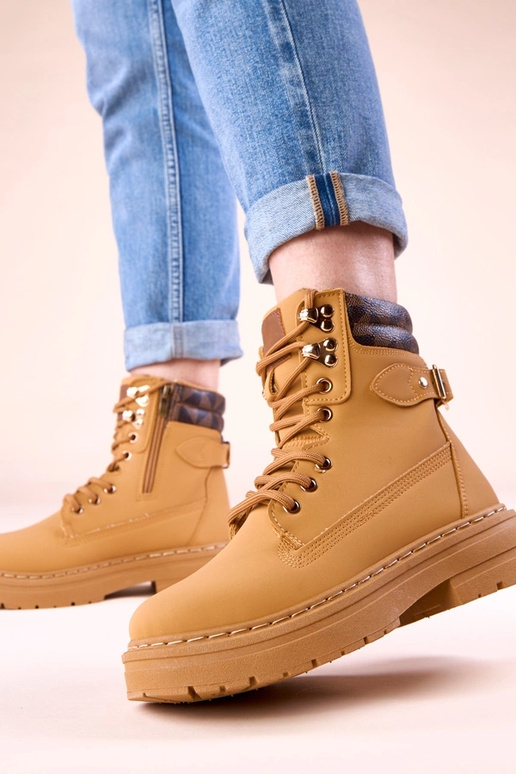 Hnedé zateplené traperky z matnej...