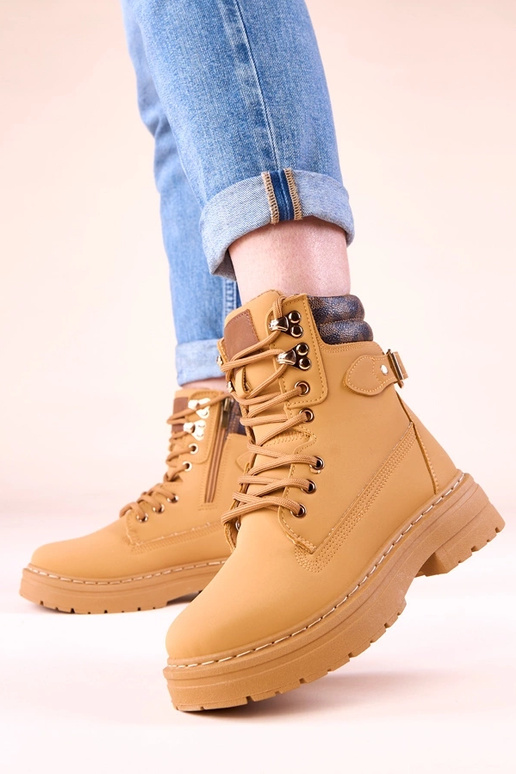 Hnedé zateplené traperky z matnej...