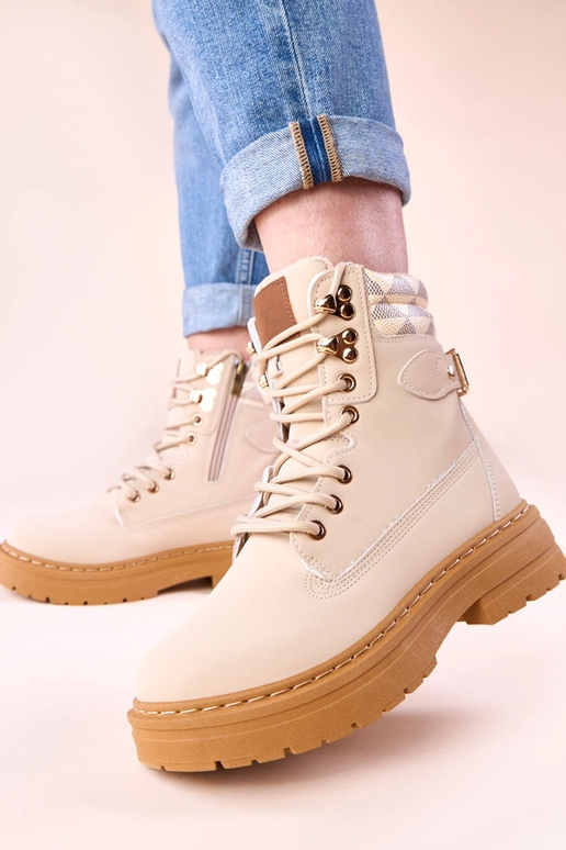 Pieskové zateplené traperky z matnej...