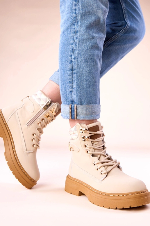 Pieskové zateplené traperky z matnej...