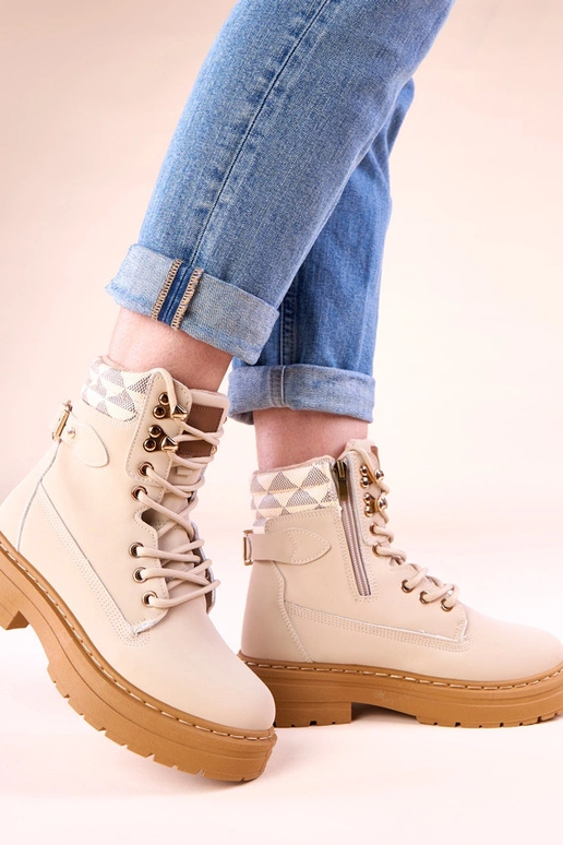 Pieskové zateplené traperky z matnej...