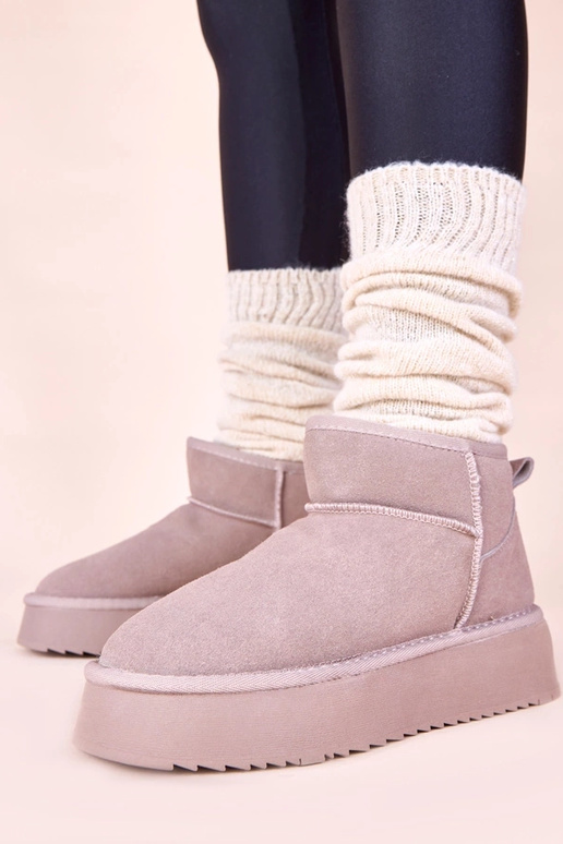 Sivé snehové topánky z prírodného...