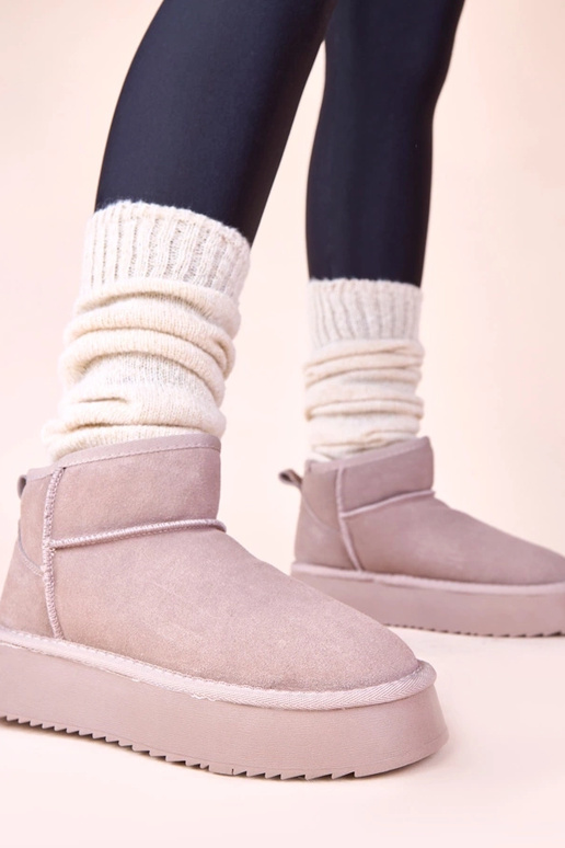 Sivé snehové topánky z prírodného...