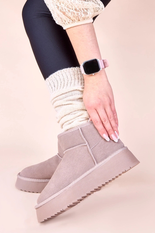 Sivé snehové topánky z prírodného...