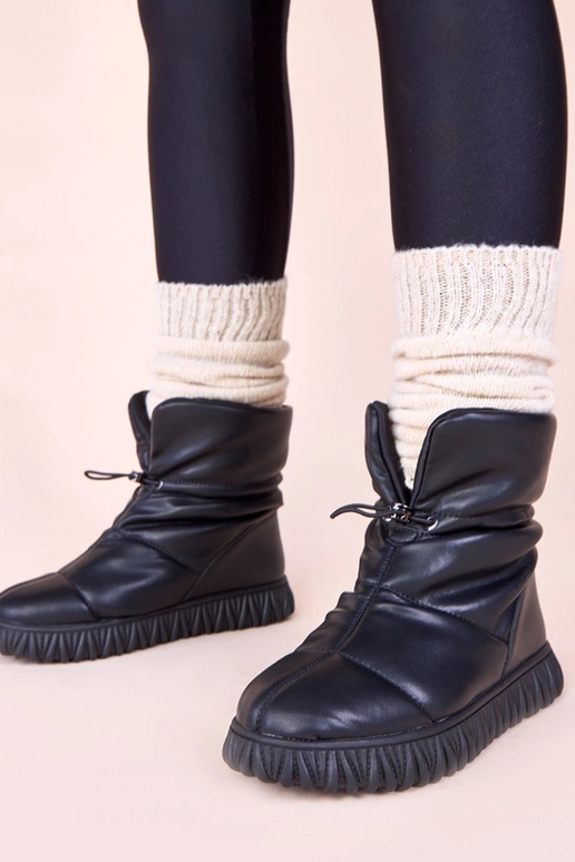 Čierne snehové topánky z pravej kože...