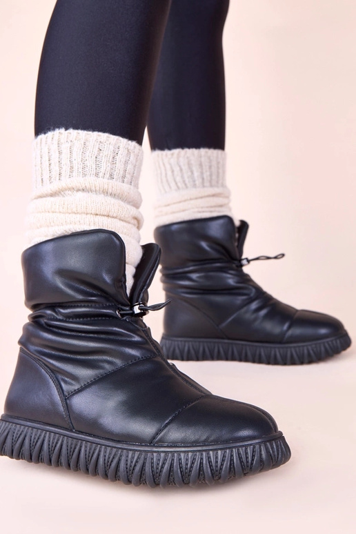 Čierne snehové topánky z pravej kože...