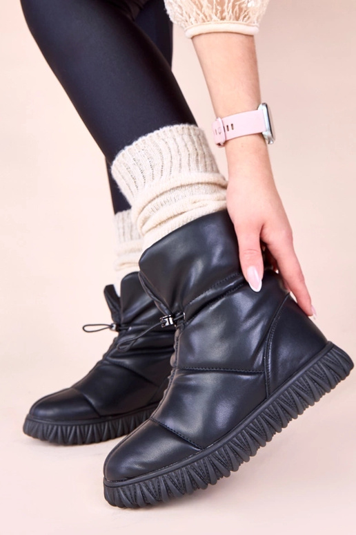 Čierne snehové topánky z pravej kože...