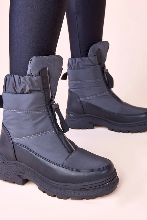 Sivé snehové topánky so zipsom Hina