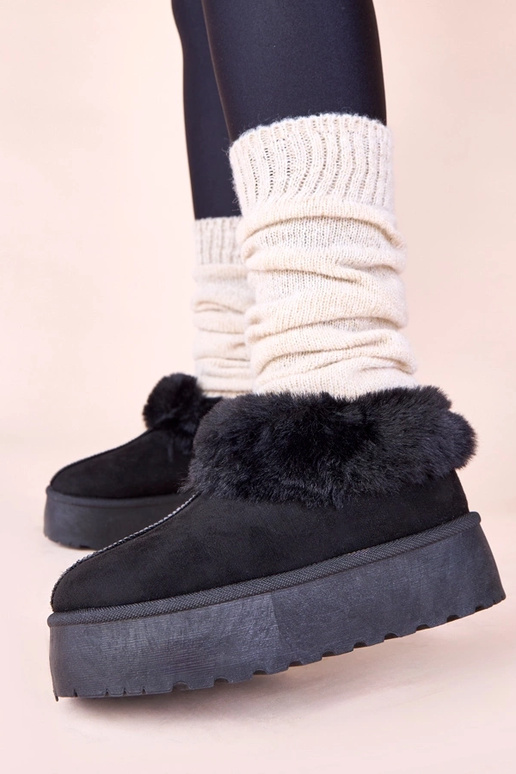 Čierne snehové topánky s kožúškom Deesi