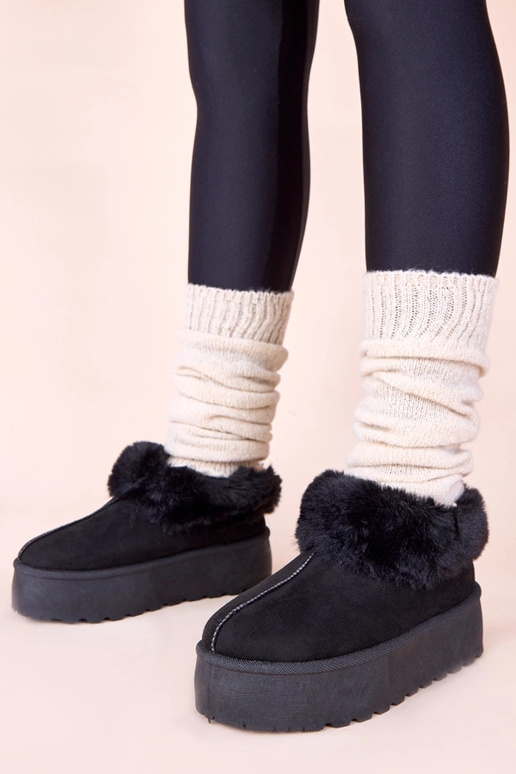 Čierne snehové topánky s kožúškom Deesi