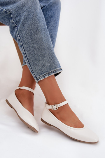Balerínky Dámske s popruhmi I s prackami biela farba Janelor