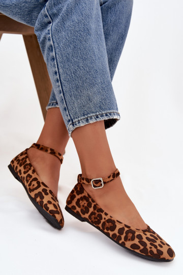 Balerínky Dámske s popruhmi I s prackami so vzormi leopardej kožušiny Janelor