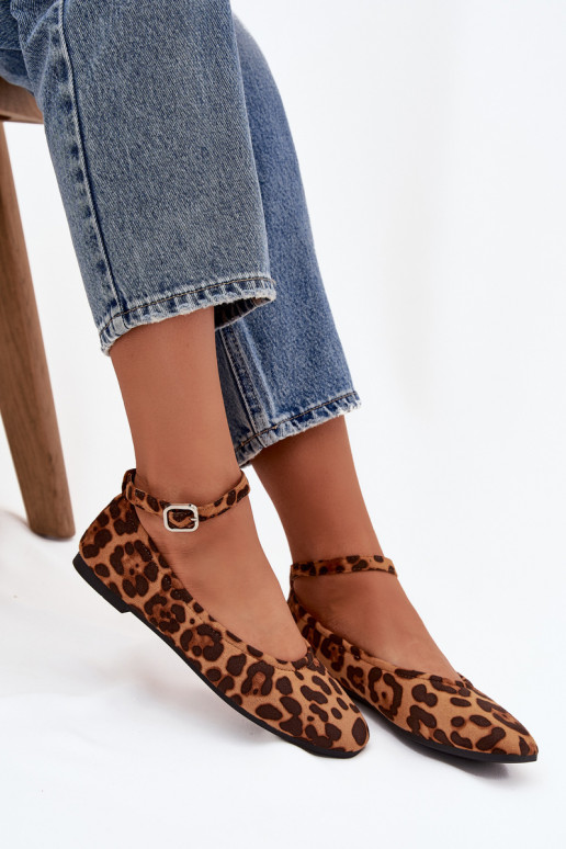 Balerínky Dámske s popruhmi I s prackami so vzormi leopardej kožušiny Janelor