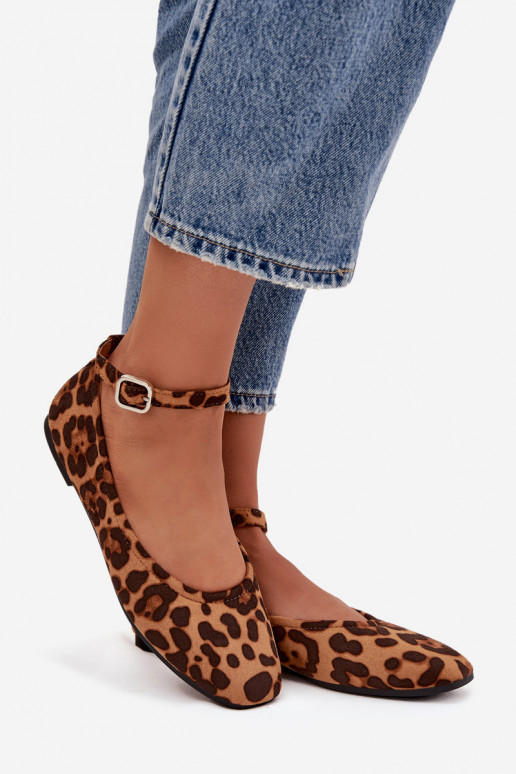 Balerínky Dámske s popruhmi I s prackami so vzormi leopardej kožušiny Janelor