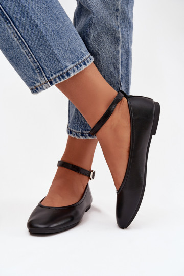 Balerínky Dámske s popruhmi I s prackami čierna Janelor 2