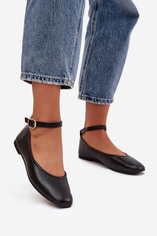 Balerínky Dámske s popruhmi I s prackami čierna Janelor