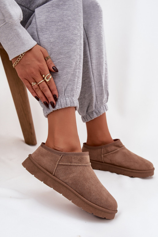 Snehule Dámske zahriať sa s kožušinou vo vnútri Hnedá farba Serenne