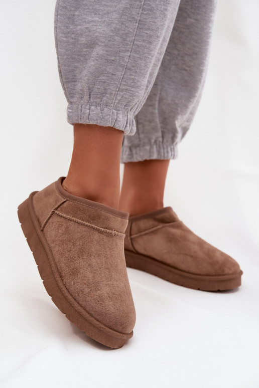 Snehule Dámske zahriať sa s kožušinou vo vnútri Hnedá farba Serenne