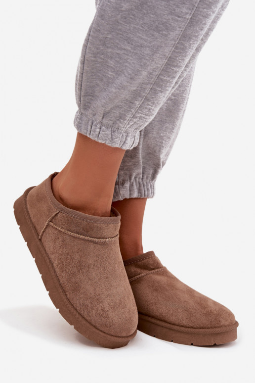 Snehule Dámske zahriať sa s kožušinou vo vnútri Hnedá farba Serenne