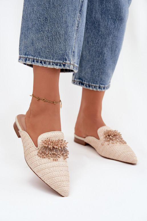 Dámske papuče s ozdobami béžová Katrine