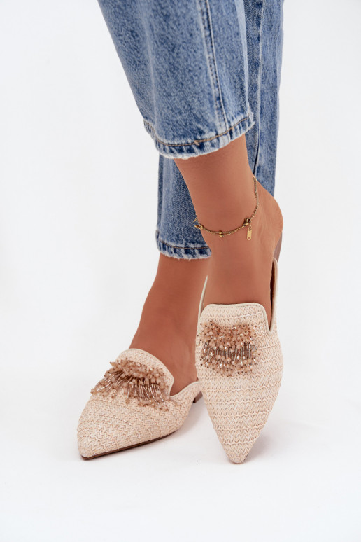Dámske papuče s ozdobami béžová Katrine