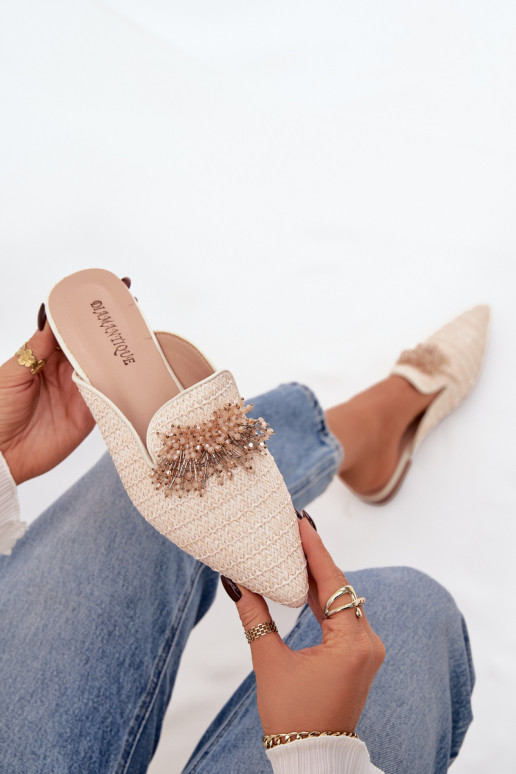 Dámske papuče s ozdobami béžová Katrine