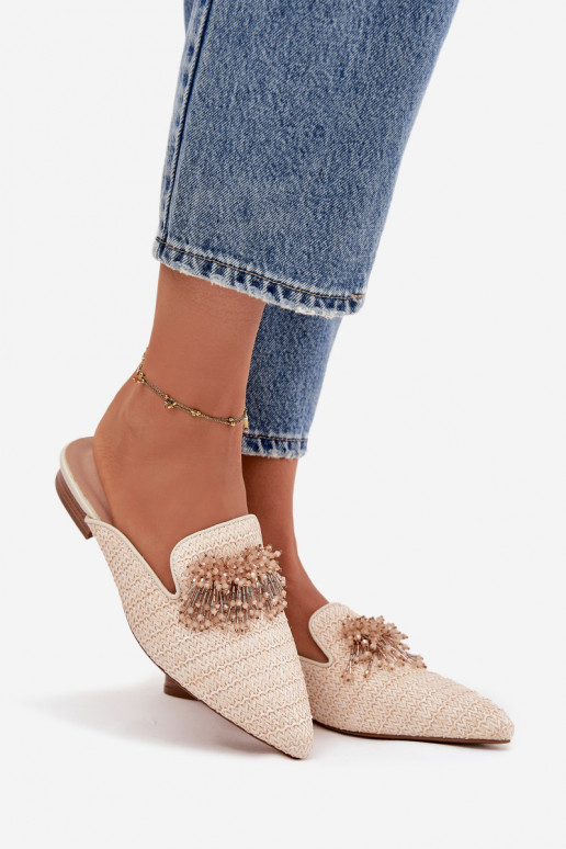 Dámske papuče s ozdobami béžová Katrine