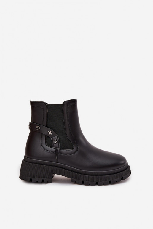 štýlové čižmy Zapnuté Hrad S Ornatemi Detalami zahriať sa čierna Verisse