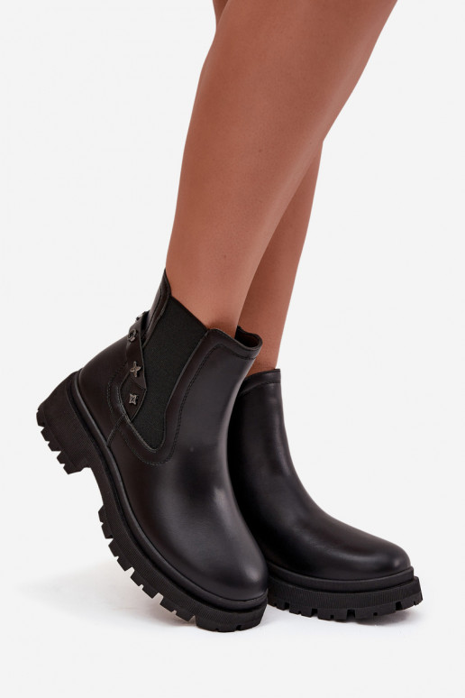 štýlové čižmy Zapnuté Hrad S Ornatemi Detalami zahriať sa čierna Verisse