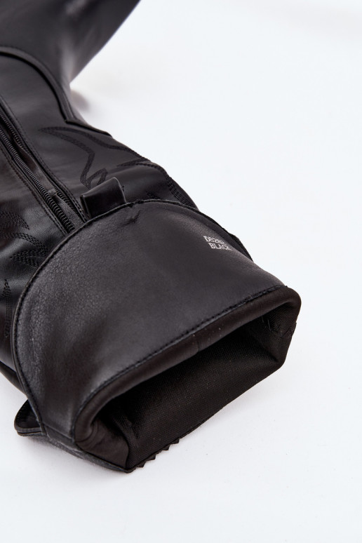 čižmy kovbojský štýl s podpätkami Eko Kožené zahriať sa čierna Zareen