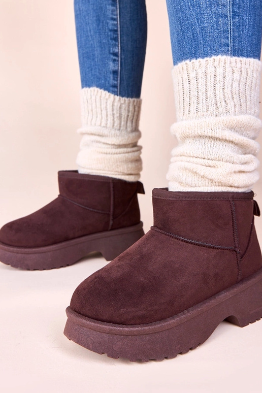 Hnedé zateplené snehové čižmy na...