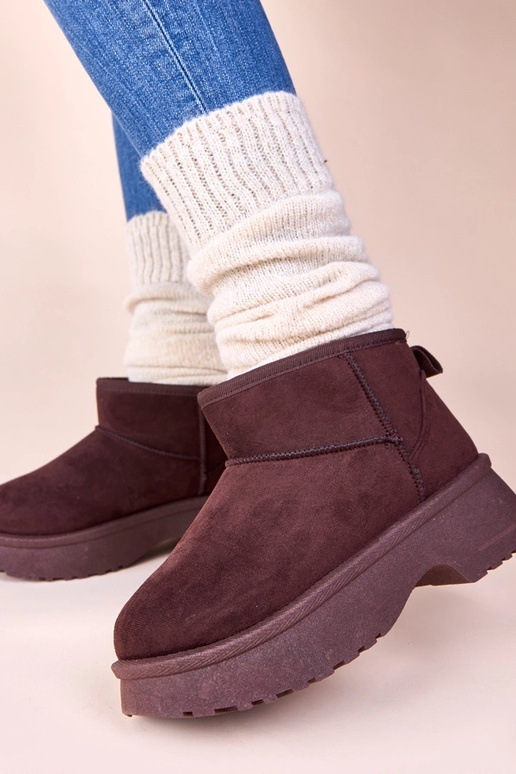 Hnedé zateplené snehové čižmy na...