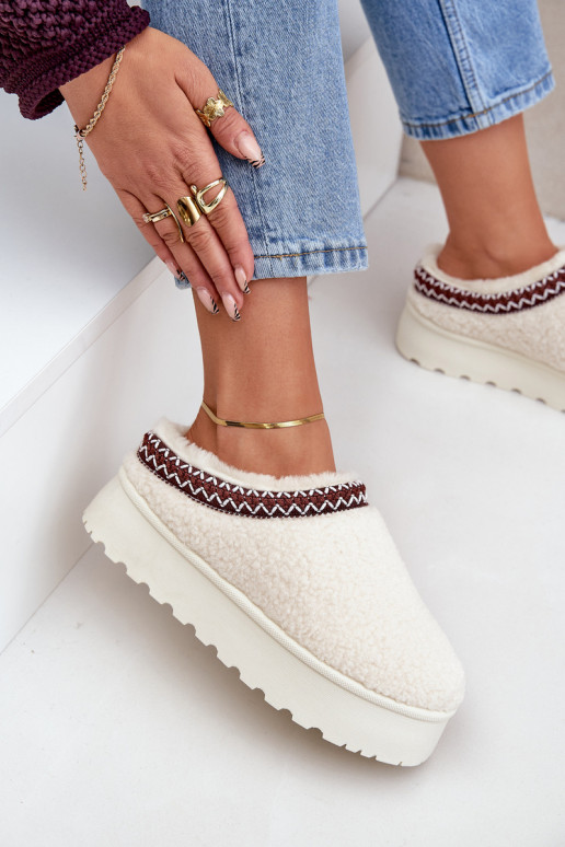 Snehule Papuče s platformou s kožušinou Typu Baranek slonovina Ovirissa