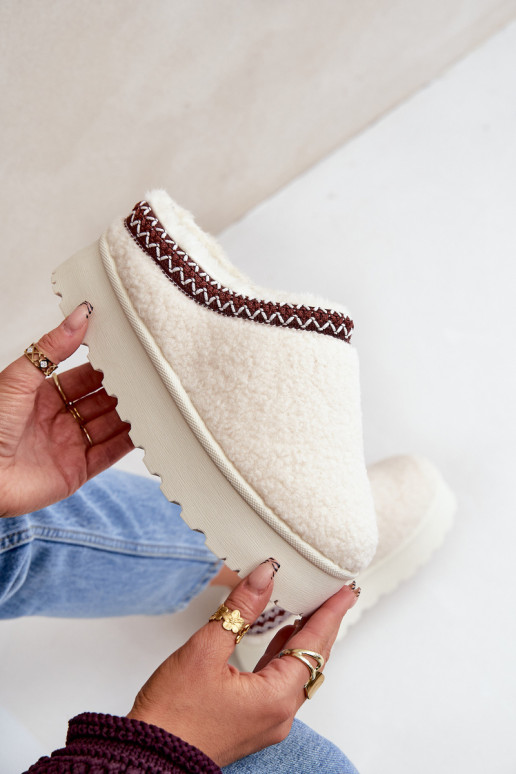 Snehule Papuče s platformou s kožušinou Typu Baranek slonovina Ovirissa