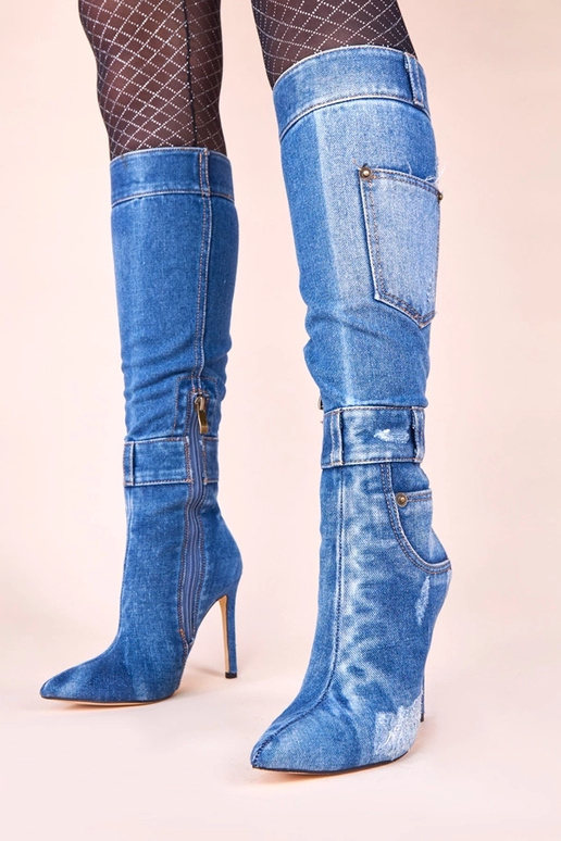 Džínsy vysoké čižmy na ihlovom...