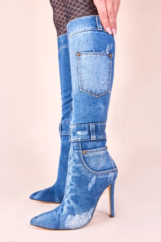 Džínsy vysoké čižmy na ihlovom...