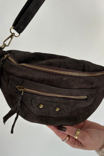 Kabelka na trupeZapnutéturalnego zo semišuu CzekoladoIna Romilly 2