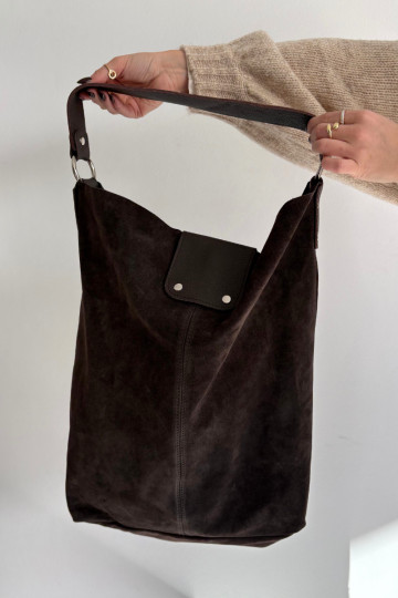 Veľký Skórzana zo semišuoIna Kabelka CzekoladoIna Hanelle