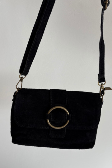 Skórzana zo semišuoIna Málá kabelka čierna Jessel 2