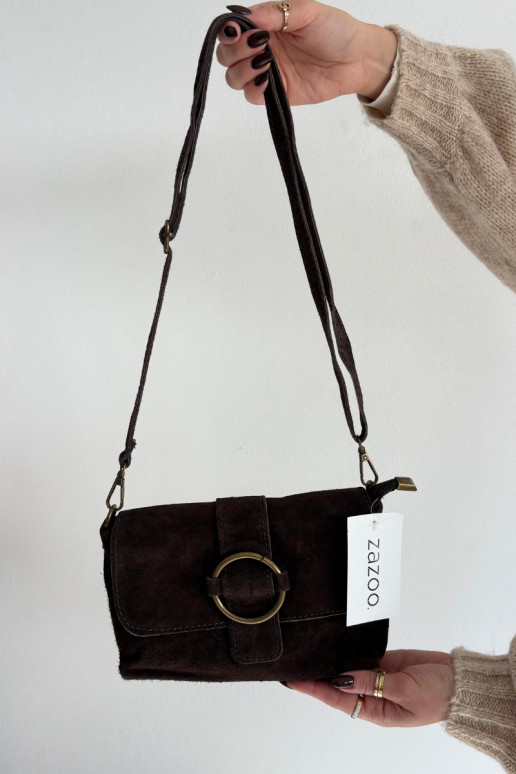 Skórzana zo semišuoIna Málá kabelka CzekoladoIna Jessel