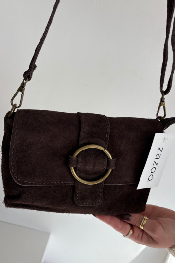 Skórzana zo semišuoIna Málá kabelka CzekoladoIna Jessel 2