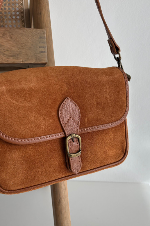 Skórzana zo semišuoIna Kabelka Poštárka Hnedá farba Norla