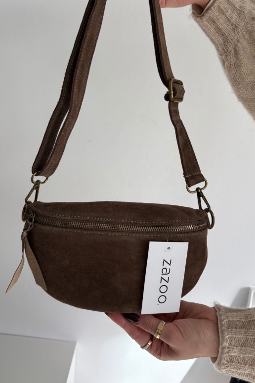 Skórzana zo semišuoIna Kabelka na trupe CzekoladoIna INessa