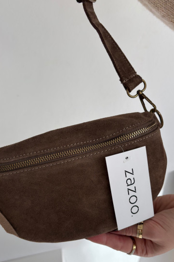 Skórzana zo semišuoIna Kabelka na trupe Hnedá INessa 2