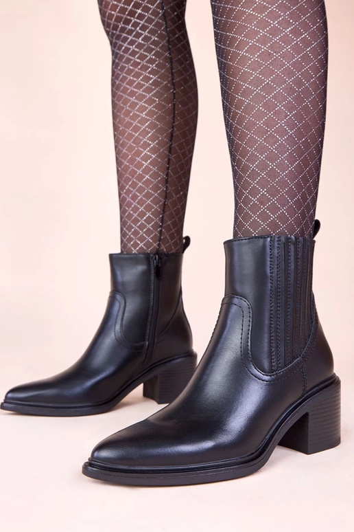 Čierne čižmy na stĺpiku s elastickým...