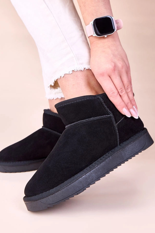 Čierne snehové topánky z prírodného...